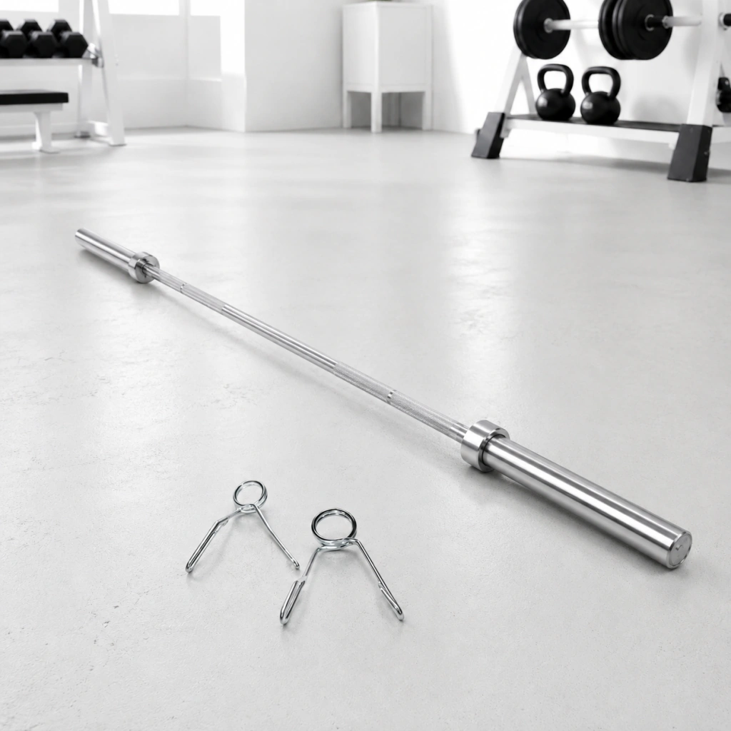 Barra Olímpica 50mm 220 CM con bujes - 20 KG con topes — Tu Gym en Casa FARU FITNESS